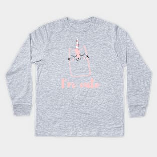 I'm cute - unicorn cat Kids Long Sleeve T-Shirt